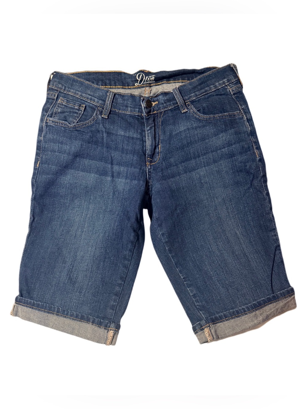 Old Navy Denim Mid-Rise Bermuda Shorts Cuffed Hem Womens Size 6